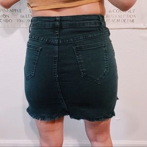 Black denim mini skirt
